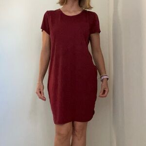 Red Suede Bodycon‎ Dress size XL Maroon Red Tennis Prep Athleisure Streetwear